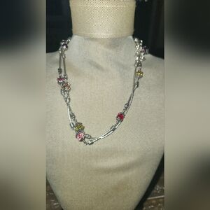 Brighton Necklace, Multi Color Glass Beads 21 Inch With Extender.